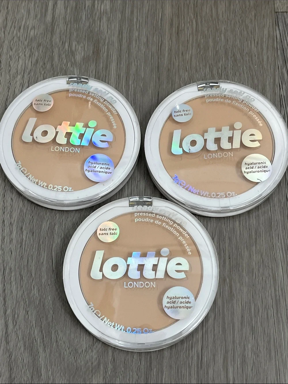 Lottie London Ready set go pressed setting powder warm translucent lot of 3